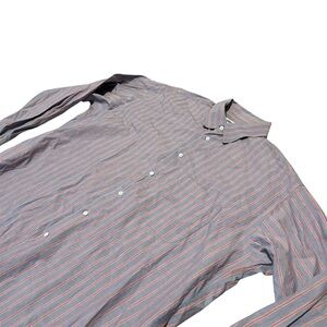 Giorgio Armani Le Collezioni Mens Blue/Red Striped Button Up Dress Shirt- 16/36